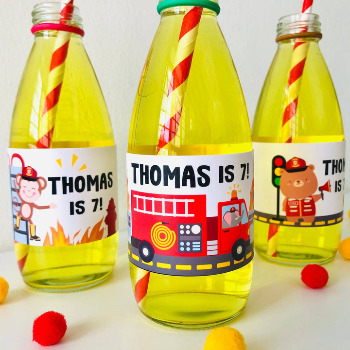 Fire Engine Bottle Labels