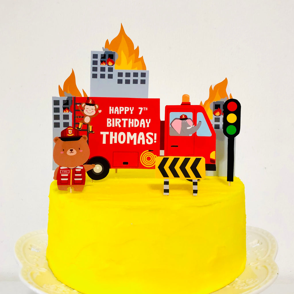 Fire Truck Cake Topper Firetruck Fireman Happy Birthday Cake Decorations  for Boy | eBay