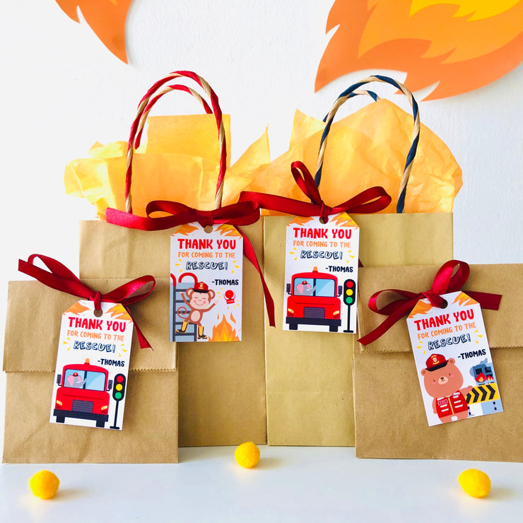 Fire Truck Party Favour Tags