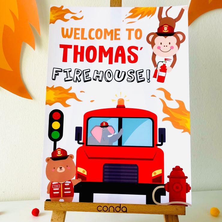 Fire Truck Party Welcome Sign