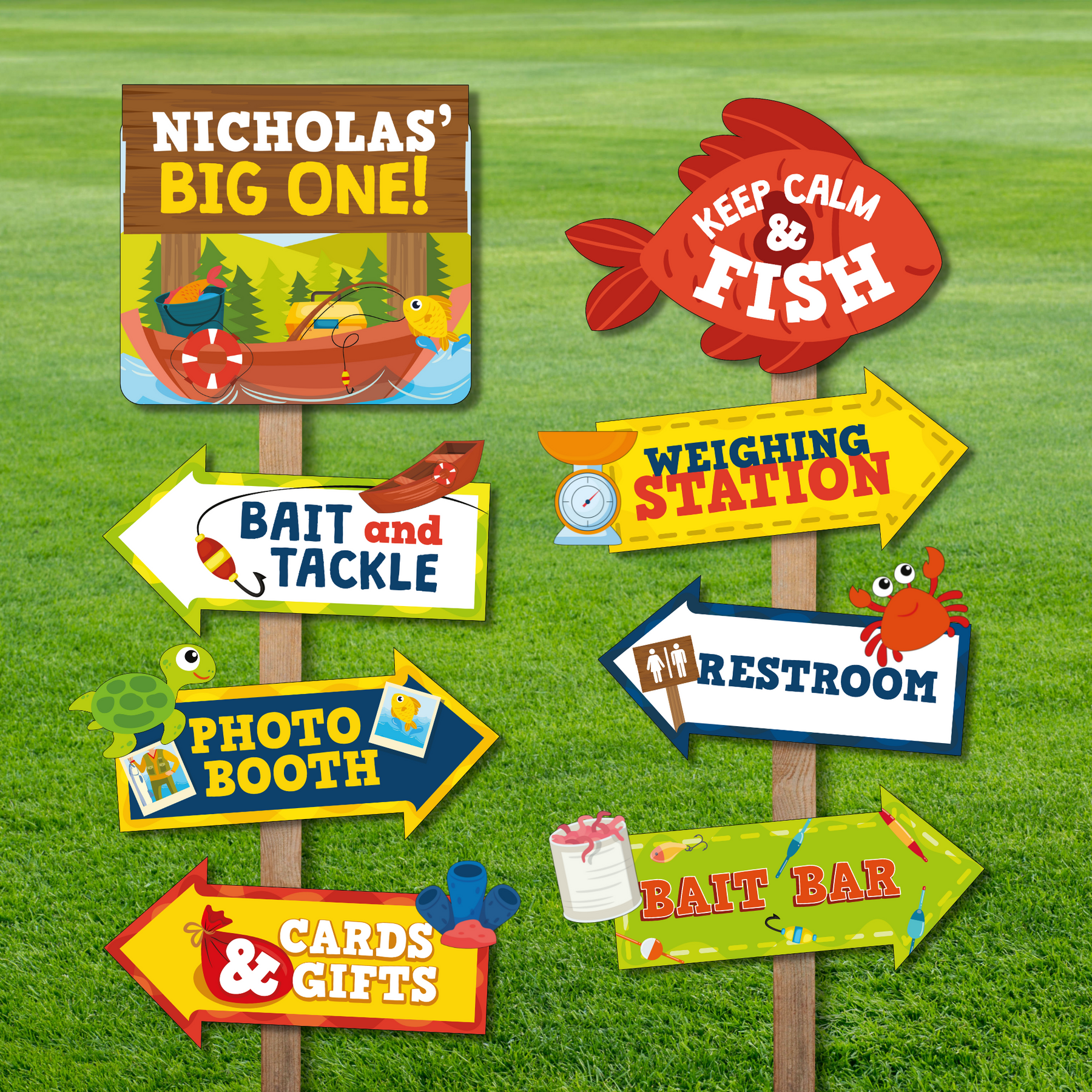 Fish Game Signe Fishing Directional Signs - Fun and Functional – PigsyParty
