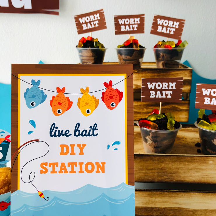 Fishing 'Live Bait Station' Party Sign