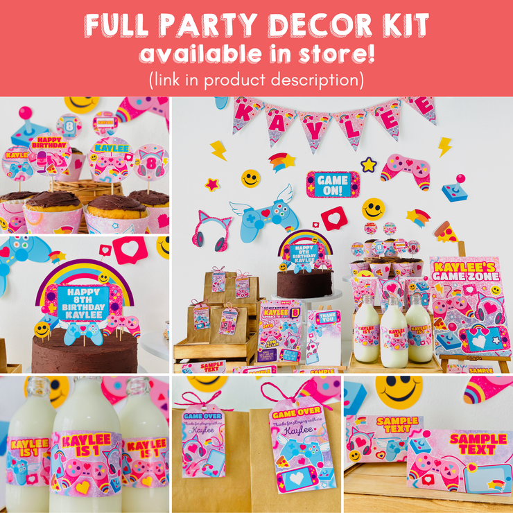 Gamer Girl Party Decorations Kit