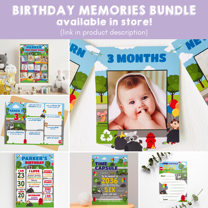 Garbage Truck Birthday Memories Bundle