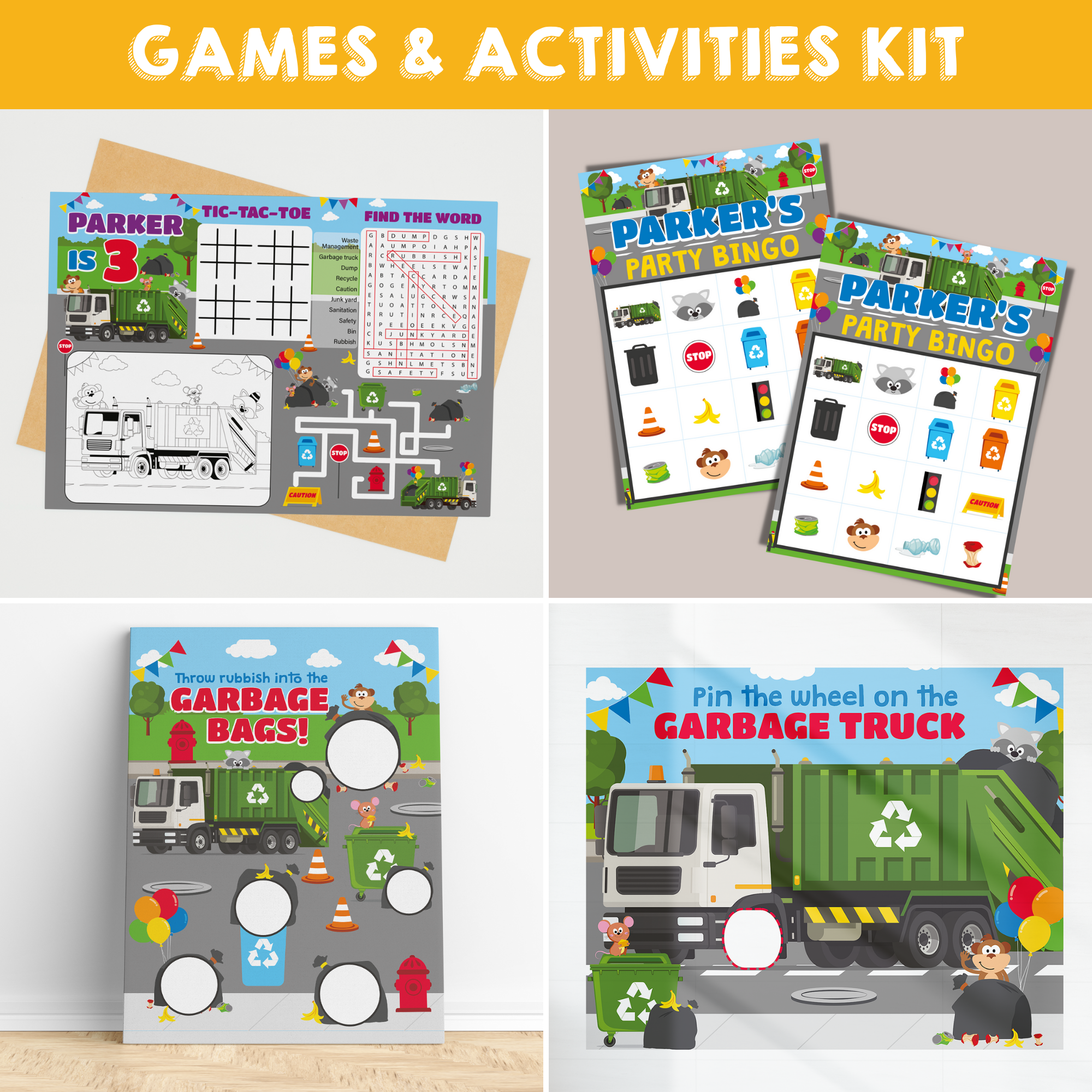 Garbage Truck Games & Activities Kit – PigsyParty
