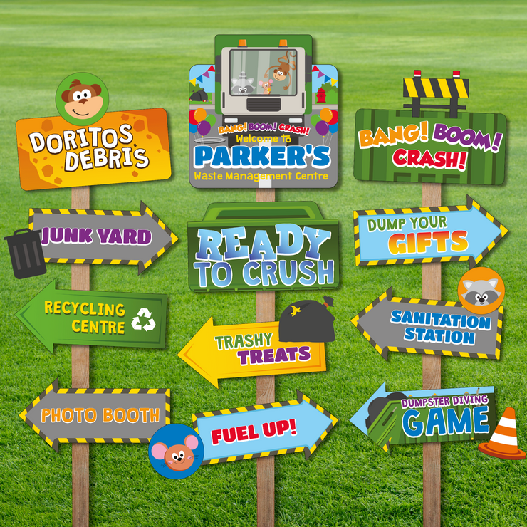 Garbage Truck Party Signs