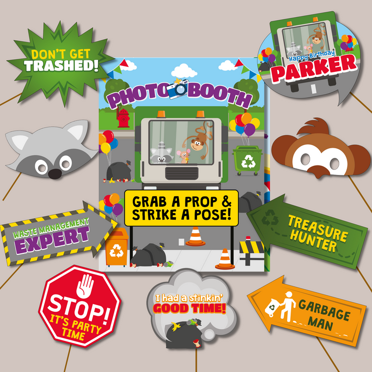 Garbage Truck Photo Props and Display Sign