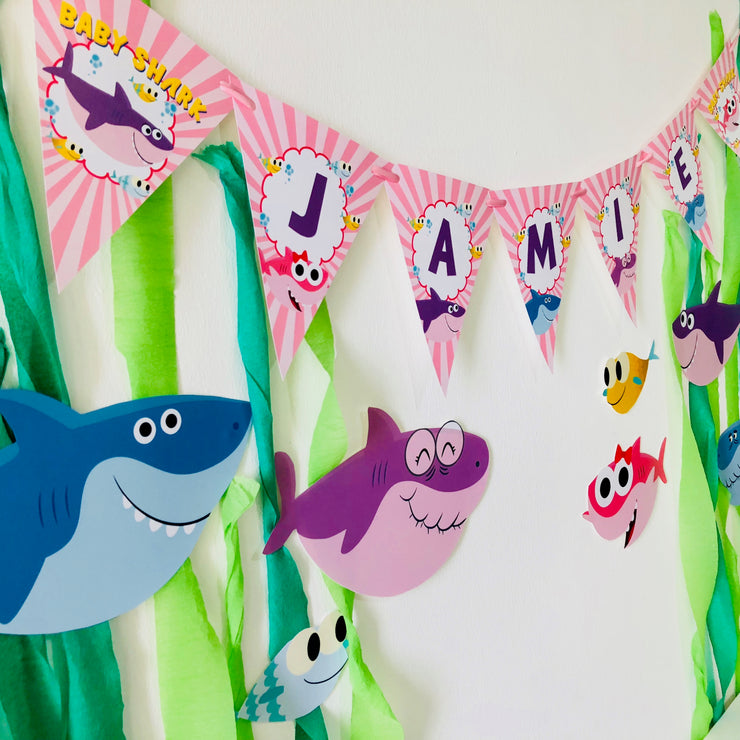 Girl Baby Shark Birthday Banner