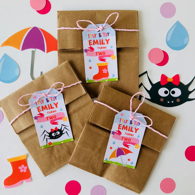 Girl Itsy Bitsy Party Favor Tags