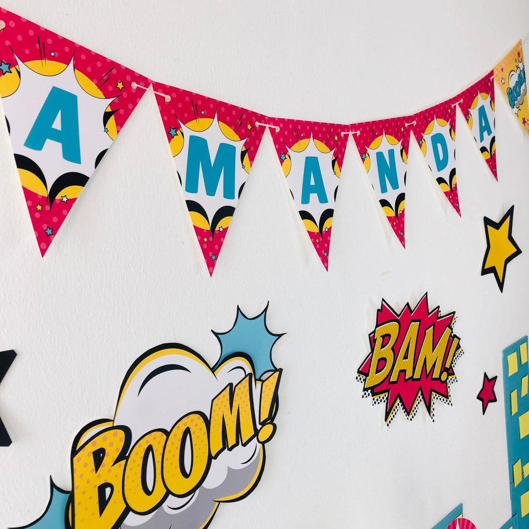 Girl Superhero Birthday Banner