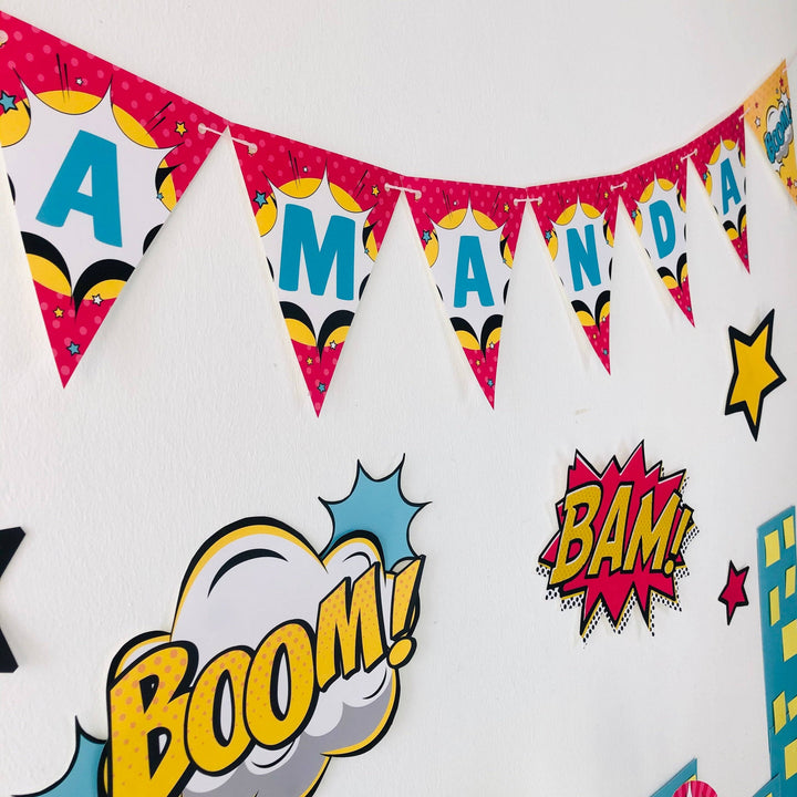 Girl Superhero Birthday Banner