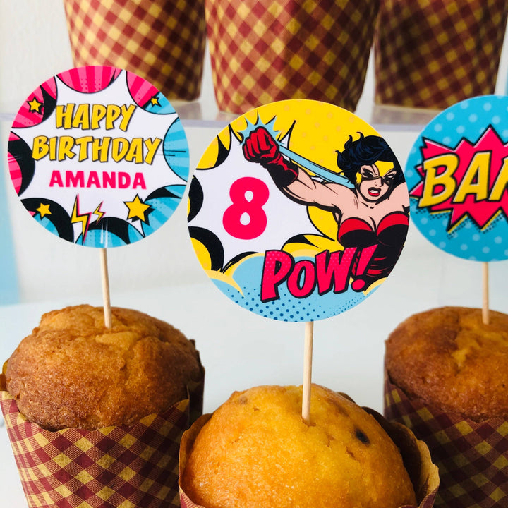 Girl Superhero Cupcake Topper