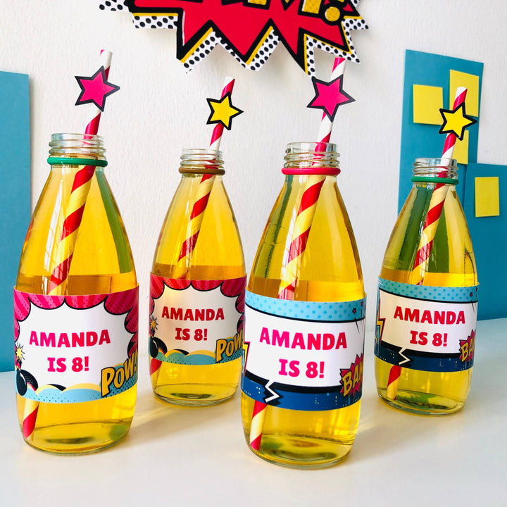 Girl Superhero Drinks Labels