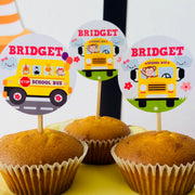Girl Wheels on the Bus Cupcake Toppers