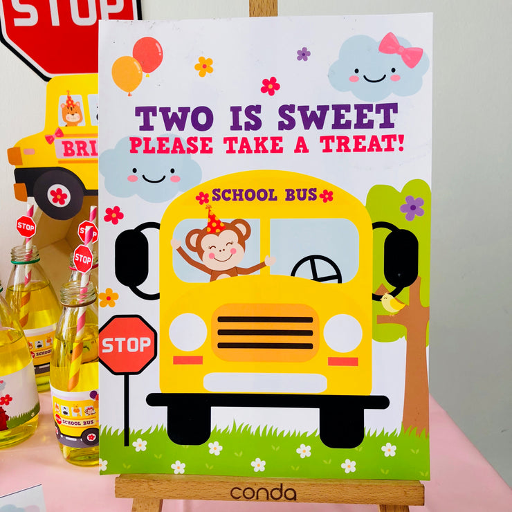 Girl Wheels on the Bus Party Decor Sign