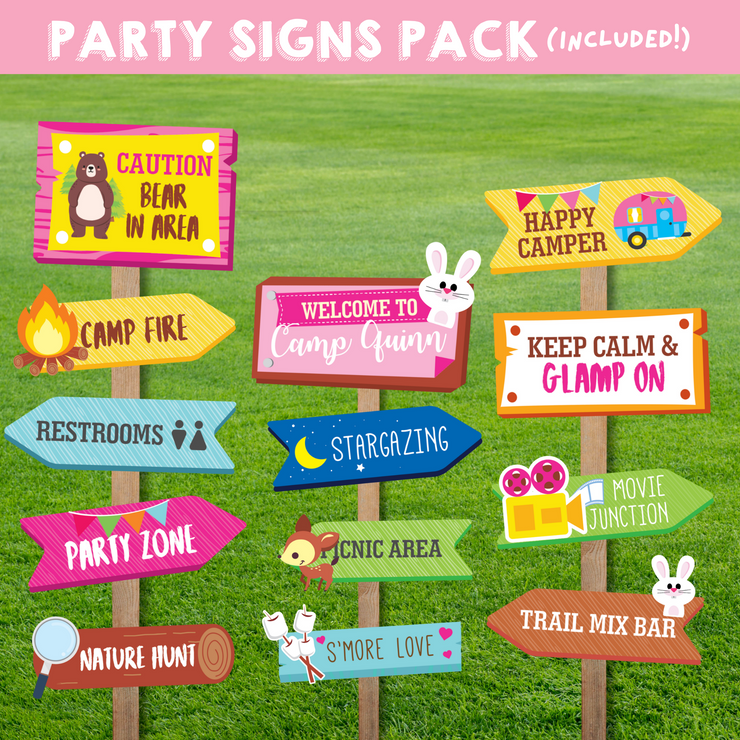 Glamping Party Signs