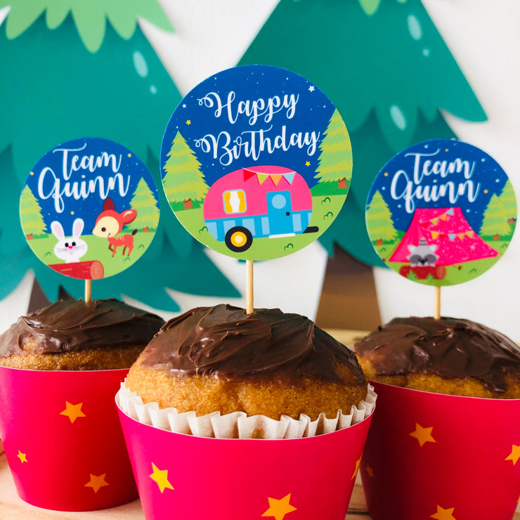 Glamping Sleepover Cupcake Toppers