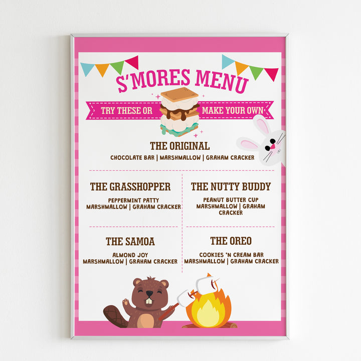 Glamping Smore Bar Menu Sign