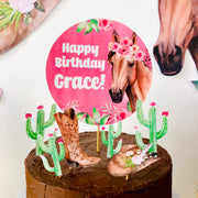 Horse Cowgirl Birthday Cake Topper