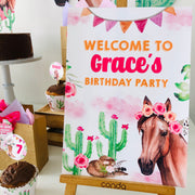 Horse Cowgirl Party Welcome Sign