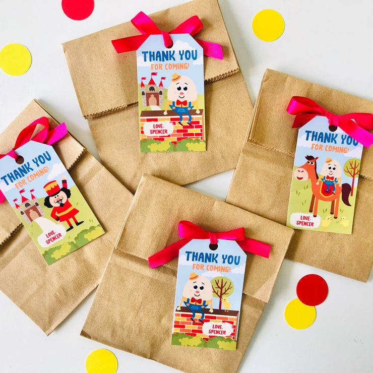 Humpty Dumpty Party Favor Tags