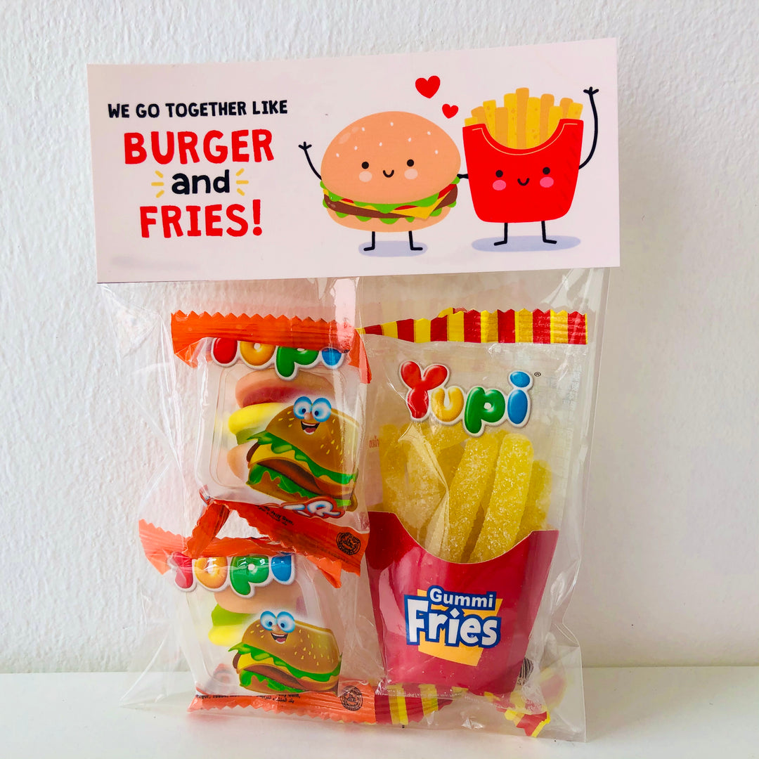 Valentines Pun Burger and Fries