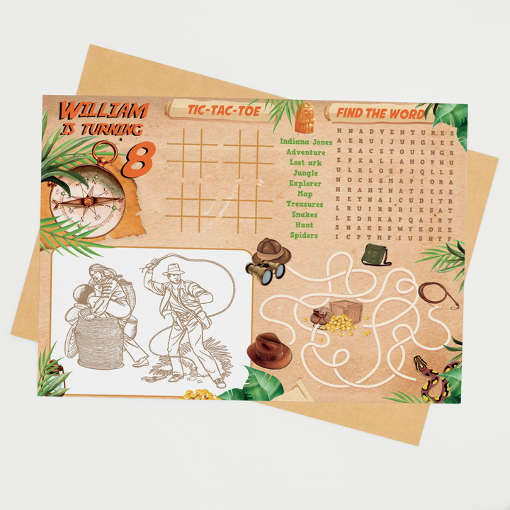 Indiana Jones Coloring Place Mat