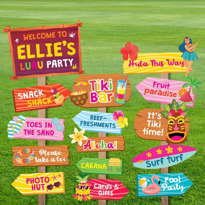 Luau Hawaiian Party Signs