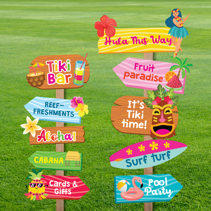 Luau Party Direction Signs Printable Pack | Pigsy Party – PigsyParty Luau Party Direction Signs Printable Pack | Pigsy Party – PigsyParty