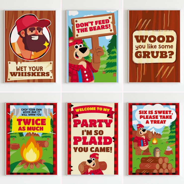 Lumberjack Party Signs Posters Bundle