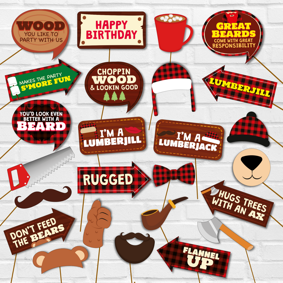 Lumberjack Photo Props Set | Pigsy Party Decoration – PigsyParty