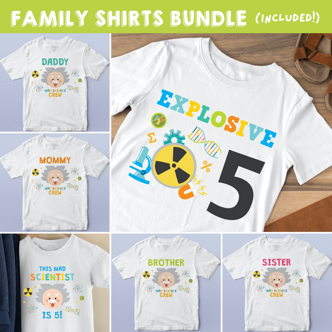 Mad Science Birthday Shirt Family Bundle