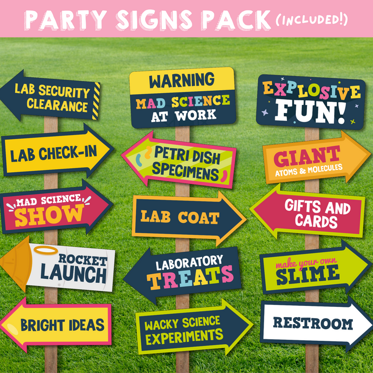 Mad Science Party Signs Pack