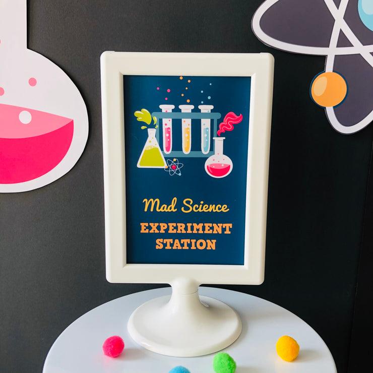 Mad Science Pink Experiment Station Sign Printable