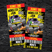 Monster Truck Birthday Ticket Invitation