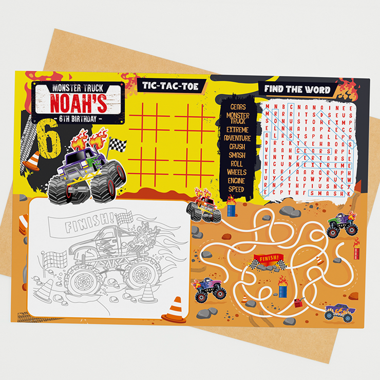Monster Truck Coloring Place Mat