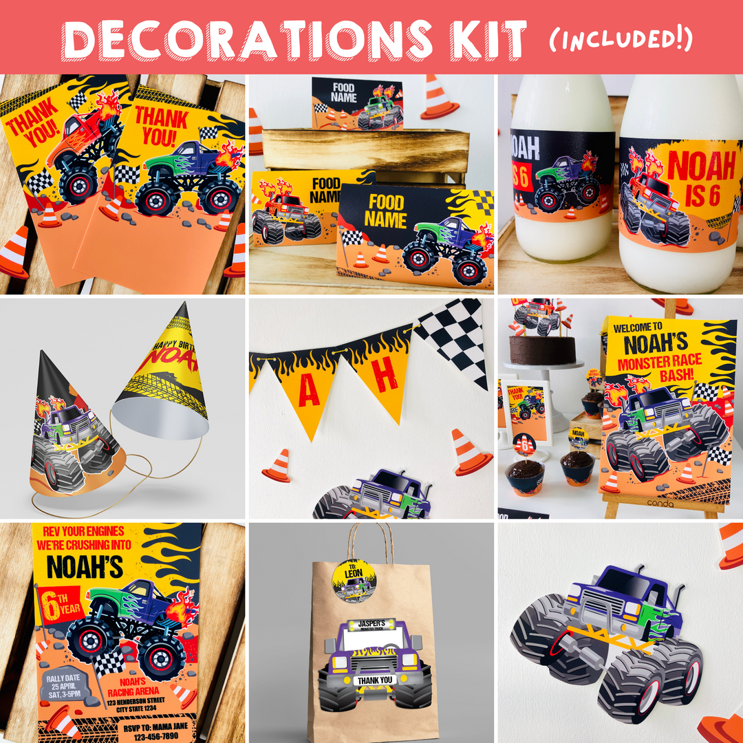 Monster Truck Party Decorations Kit