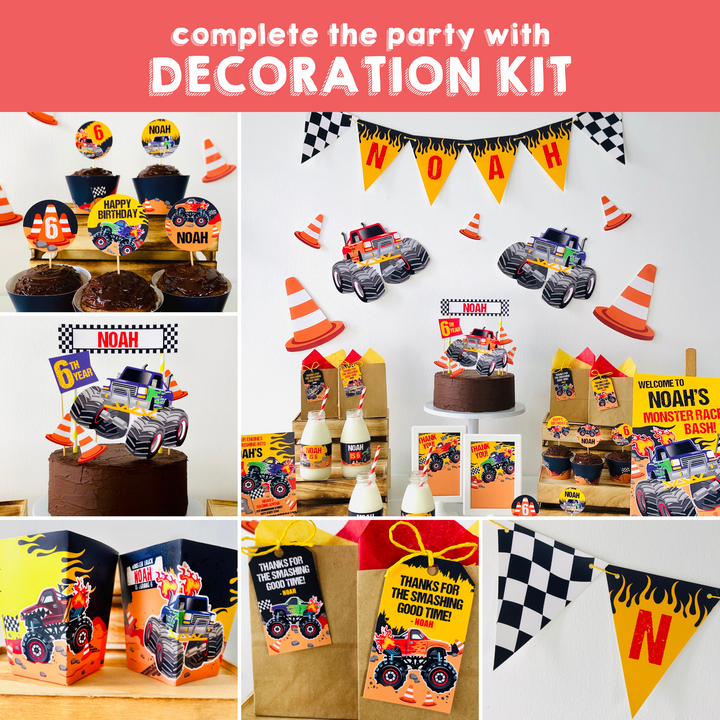 Monster Truck Party Decorations Kit