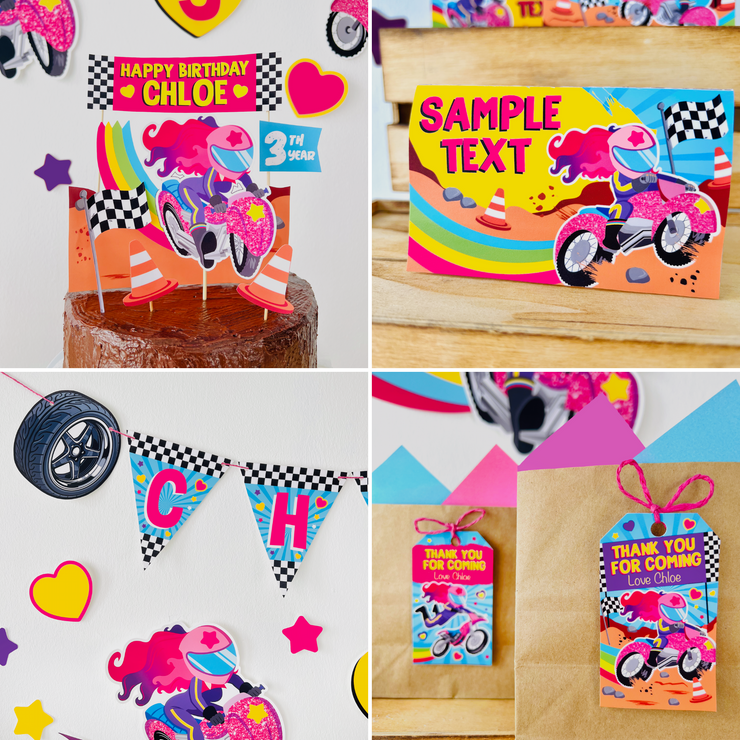 Motorcross Girl Party Decorations Kit 1