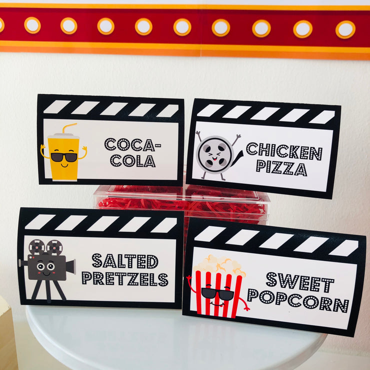 Movie Night Party Food Labels