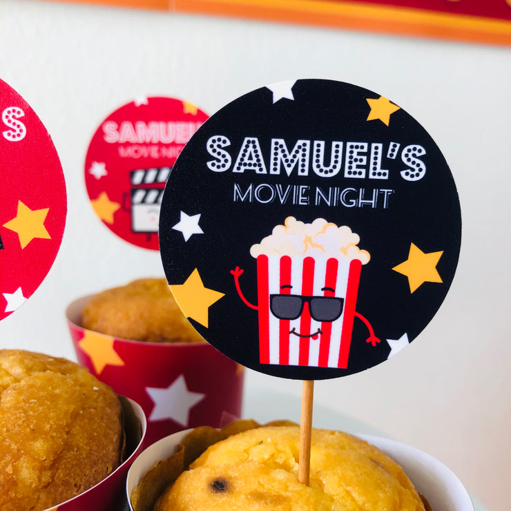 Movie Night Party Cupcake Toppers