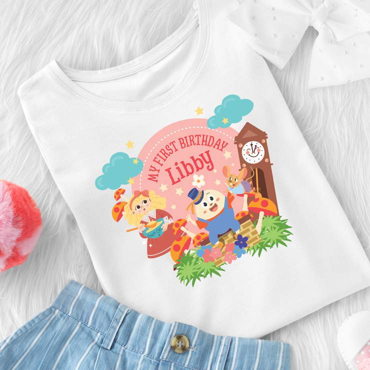 Nursery Rhyme Storybook Birthday Shirt Pink
