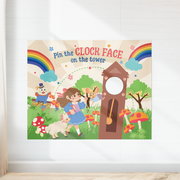 Nursery Rhyme Storybook Pin The Clock Face Party Game