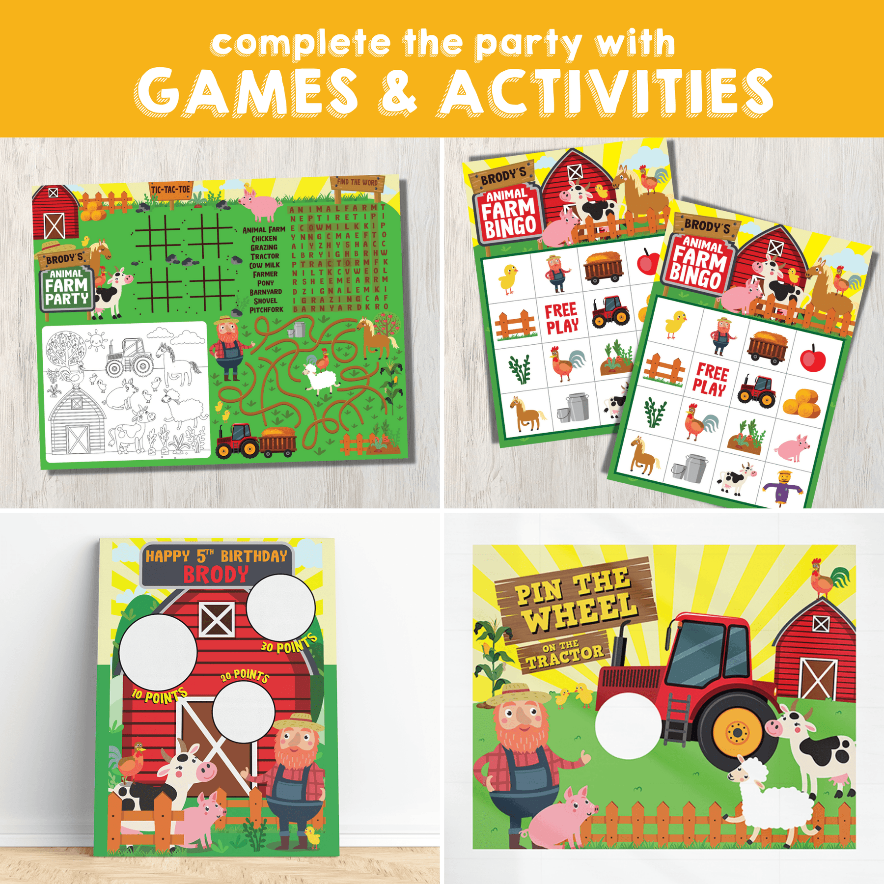 Old MacDonald Farm Party Favors Gift Tags Printable Pigsy Party