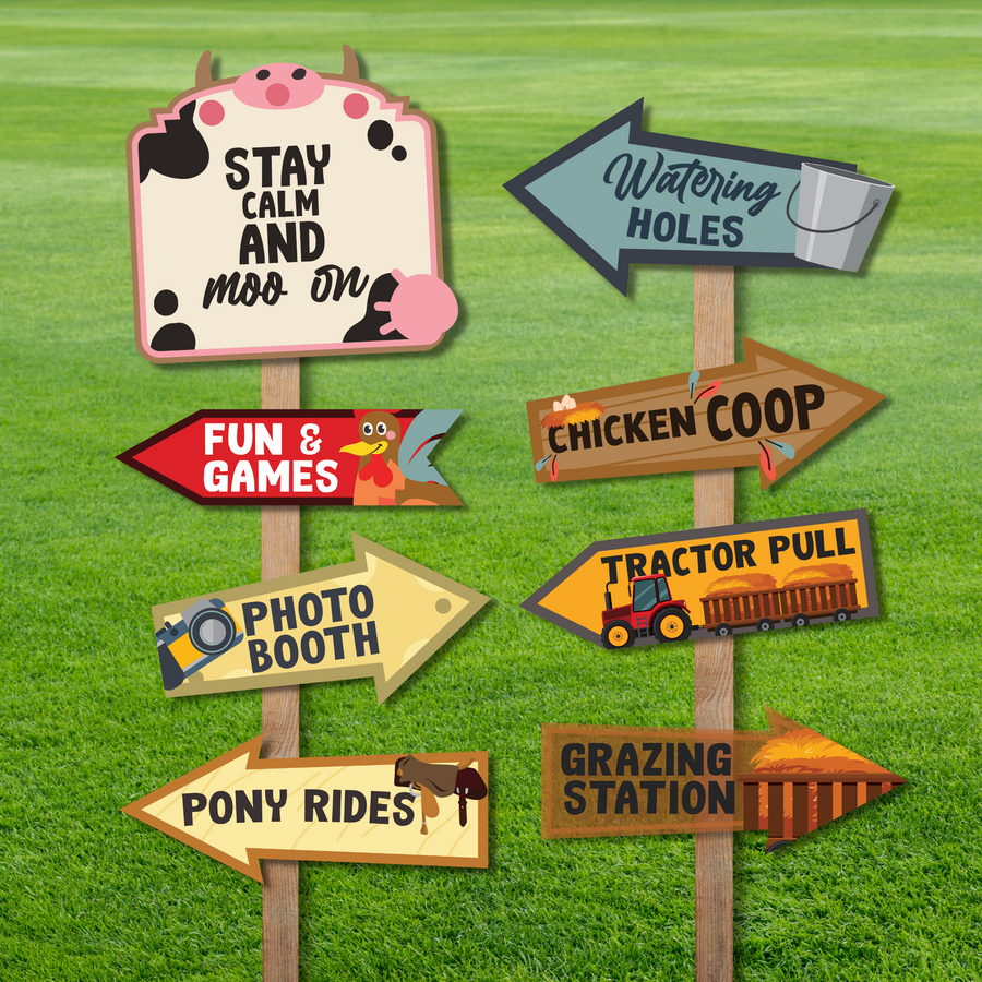 Old Macdonald Farm Directional Signs | Pigsy Party Decoration – PigsyParty