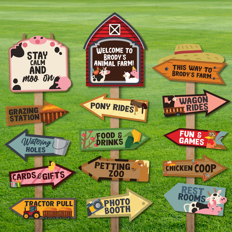 Old Macdonald Farm Party Directional Signs
