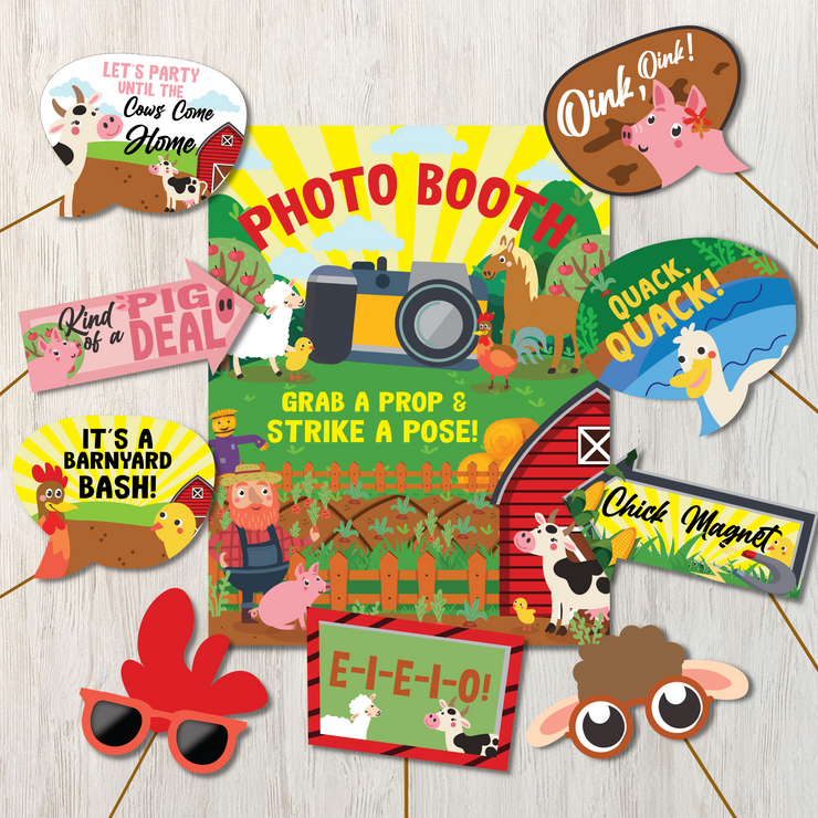Old Macdonald Farm Party Photo Props Printable Pigsy Party