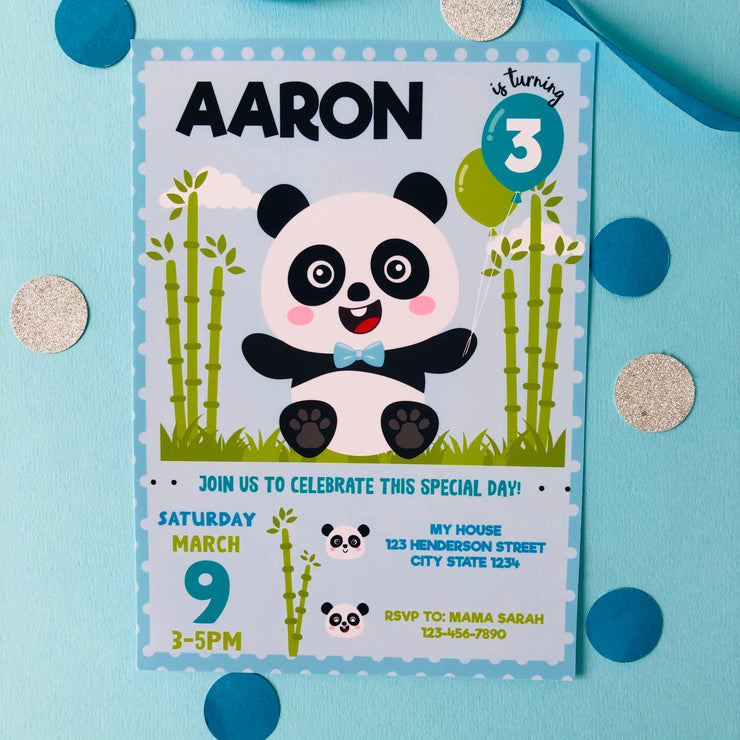 Panda Birthday Invitation for Boy
