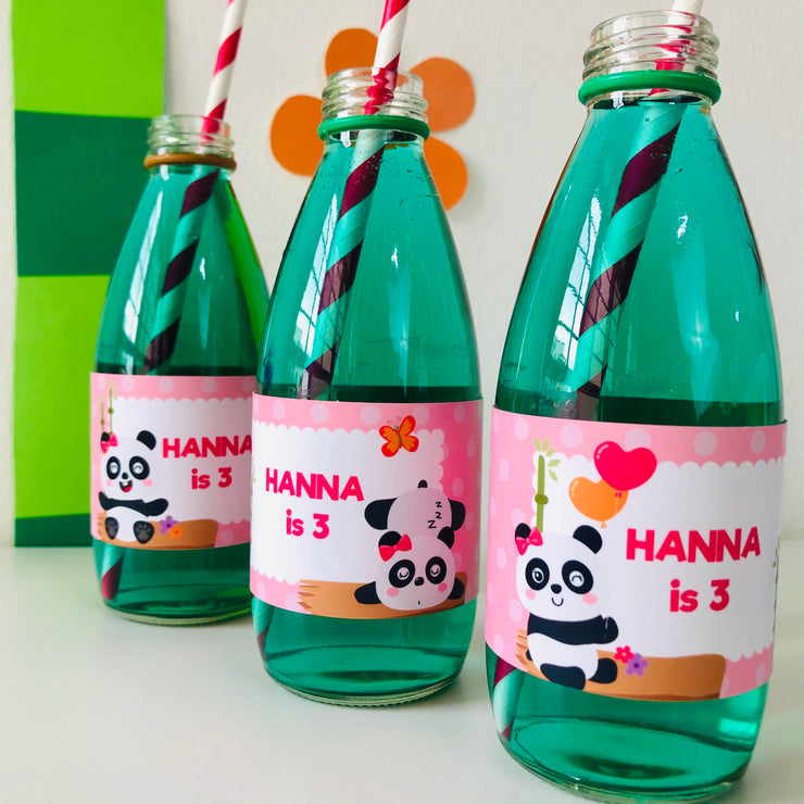 Panda Girl Party Bottle Wrappers
