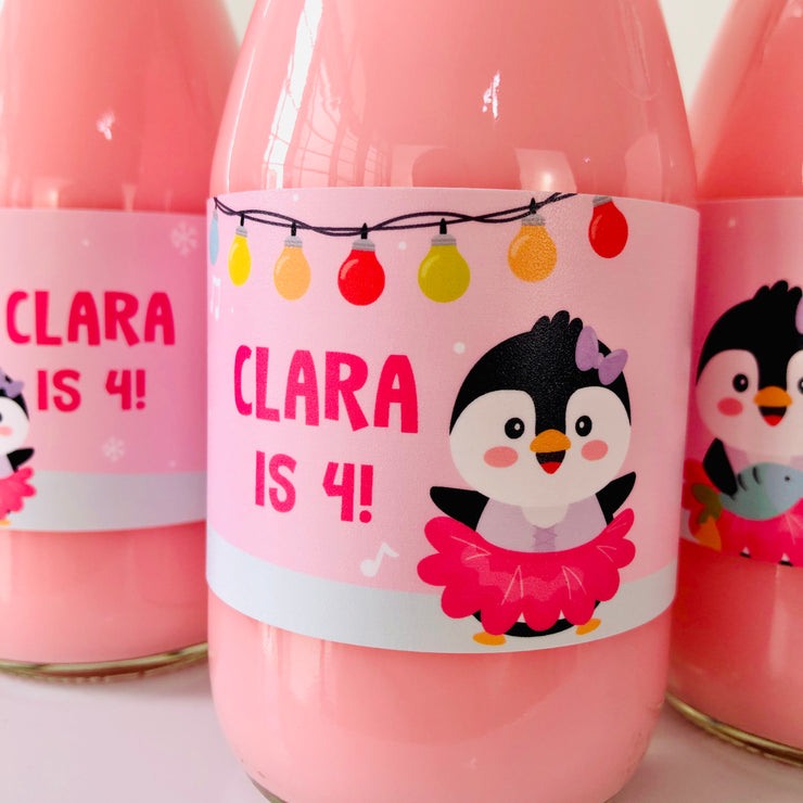 Penguin Girl Tutu Cute Drink Labels